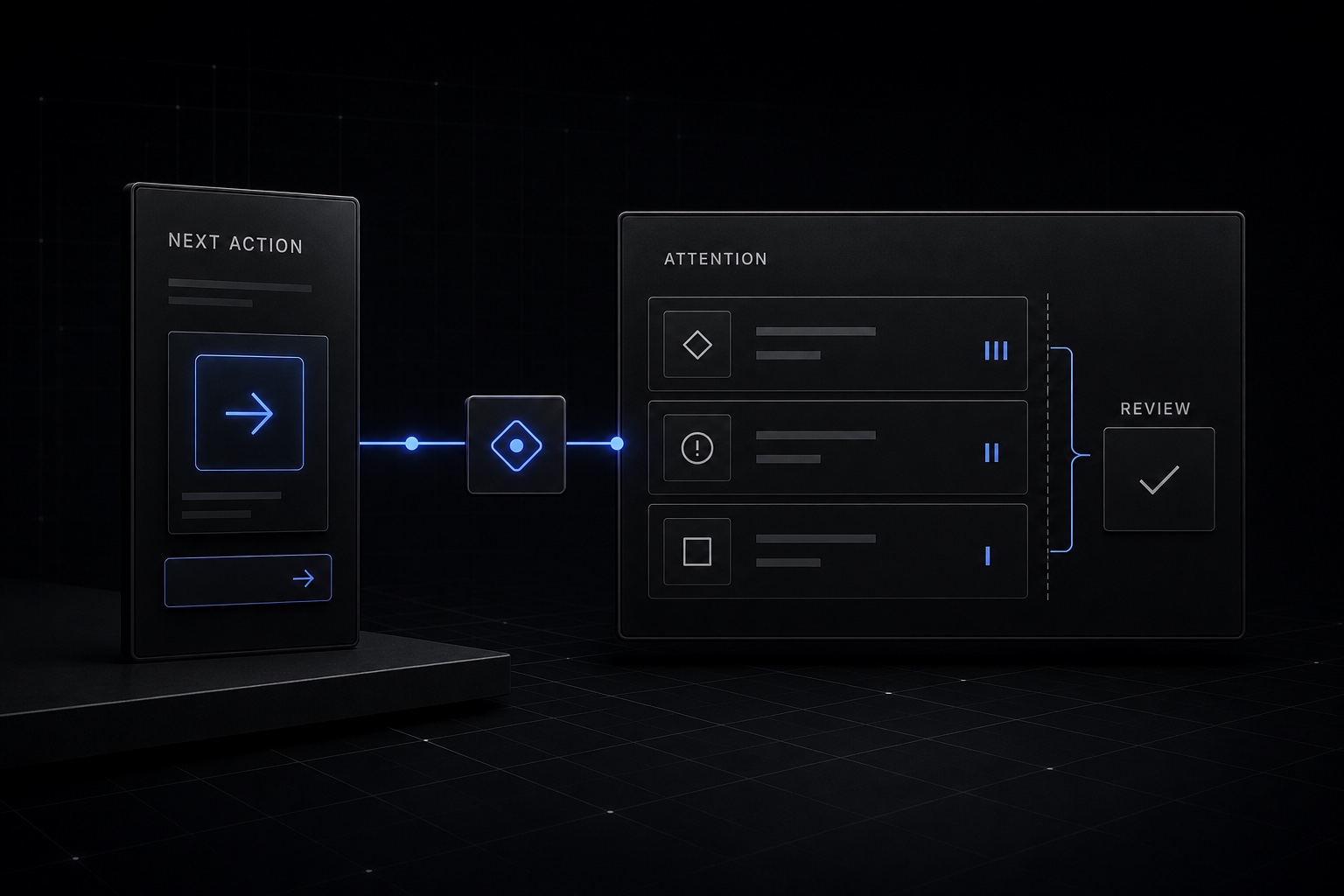 A connected service linking a client's next action with a specialist's prioritised decision workspace